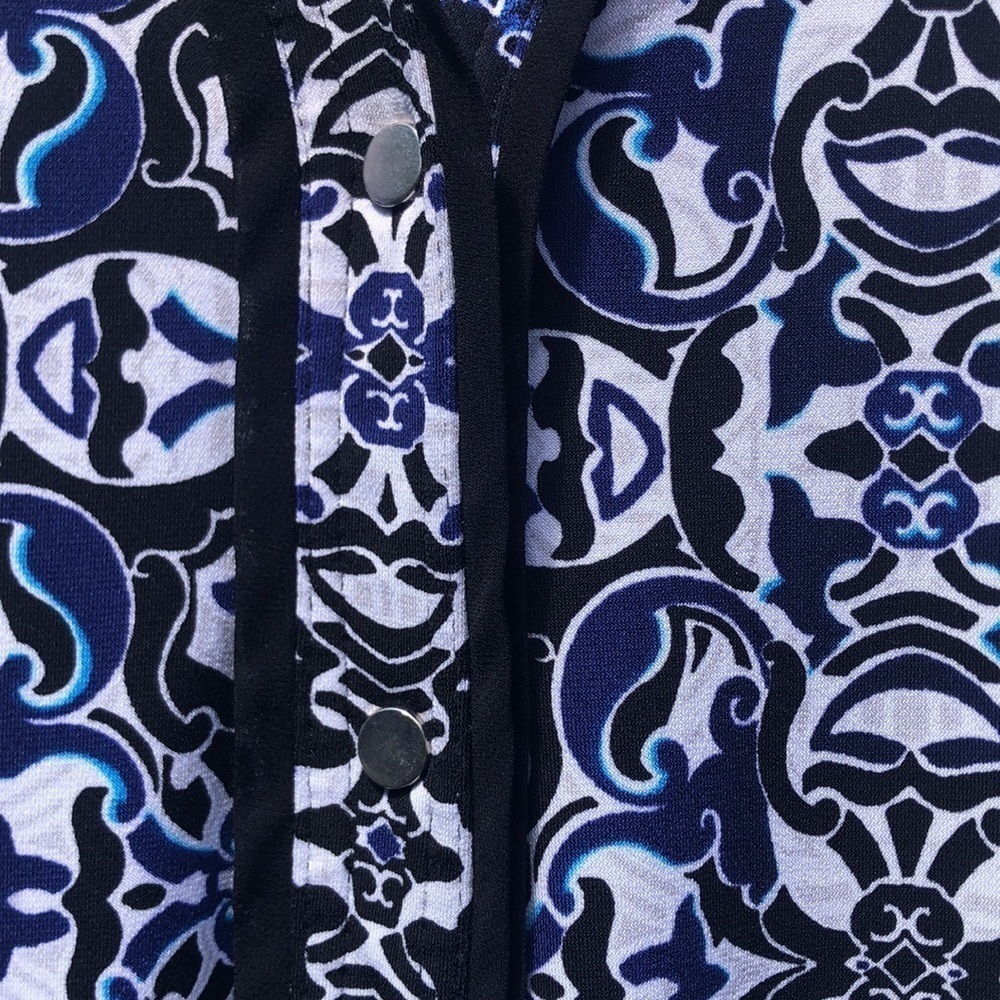 WHITE HOUSE BLACK MARKET TUNIC/DRESS XL Pit to Pit 22 1/2" Blues Blacks Preworn - Picture 4 of 15